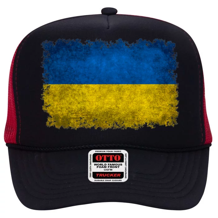 Ukraine Flag Ukrainian Ukraine Pride Vintage FLag High Crown Mesh Trucker Hat