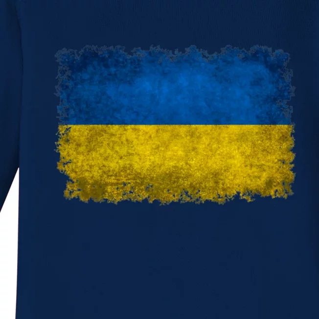 Ukraine Flag Ukrainian Ukraine Pride Vintage FLag Baby Long Sleeve Bodysuit