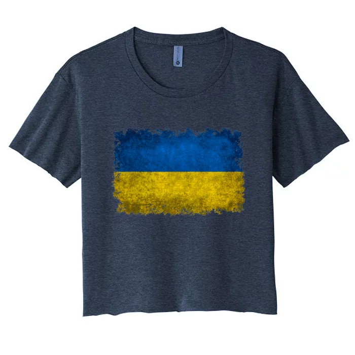 Ukraine Flag Ukrainian Ukraine Pride Vintage FLag Women's Crop Top Tee