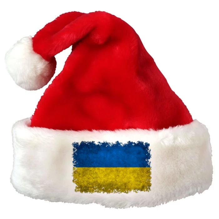 Ukraine Flag Ukrainian Ukraine Pride Vintage FLag Premium Christmas Santa Hat