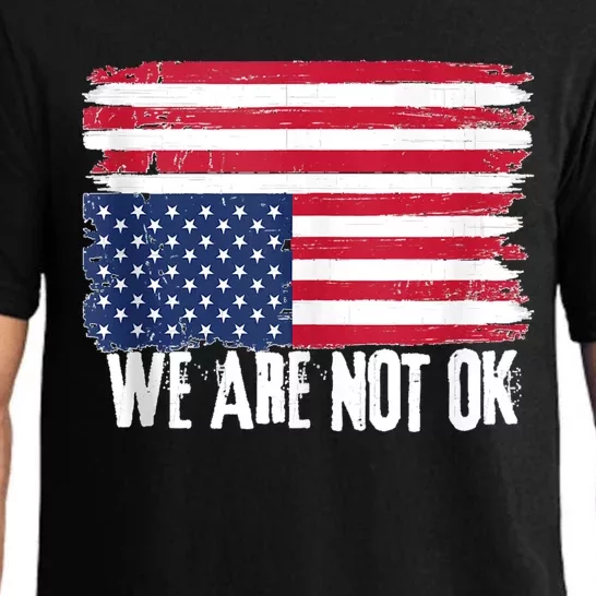 USA Flag Upside Down We Are Not Ok American Flag Distress Pajama Set