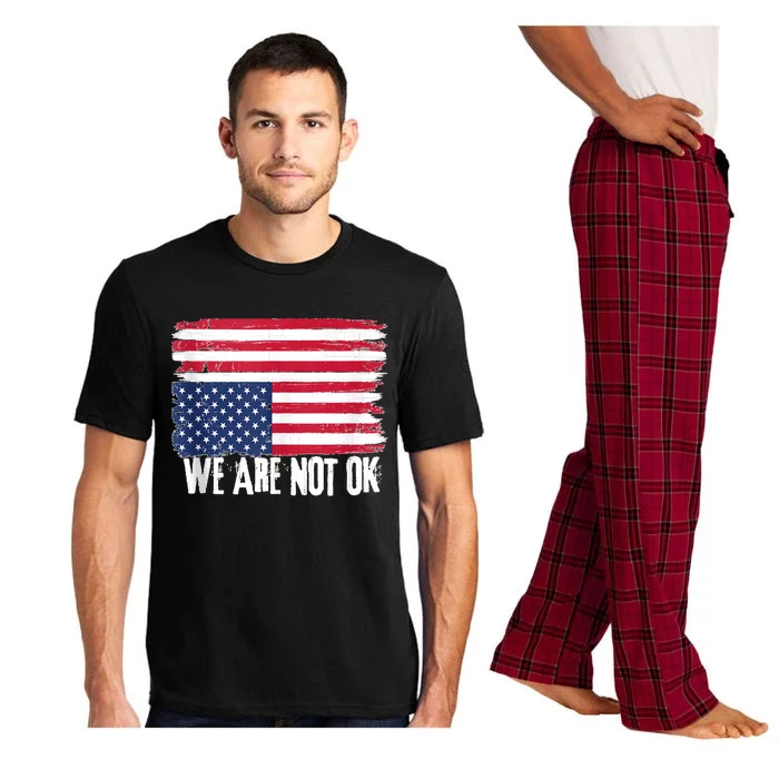 USA Flag Upside Down We Are Not Ok American Flag Distress Pajama Set