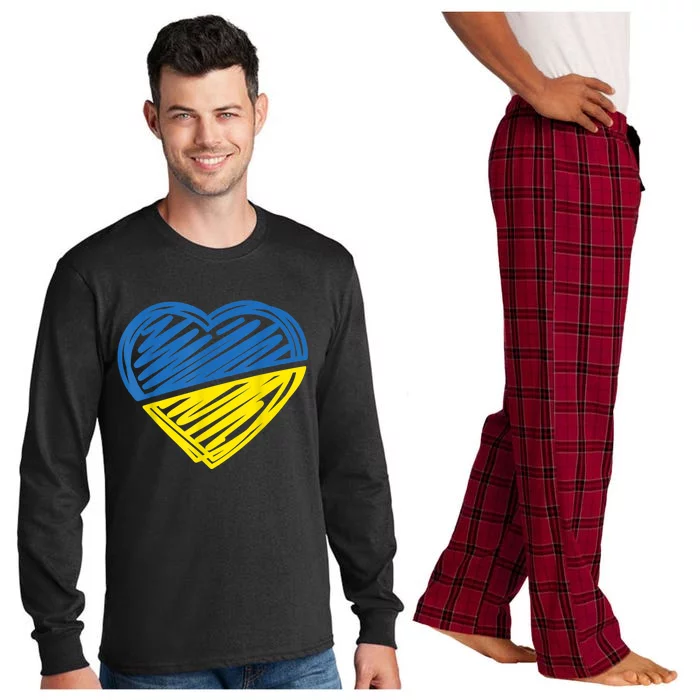 Ukraine Flag Ukrainian Heart I Stand With Ukraine Heart Gift Long Sleeve Pajama Set