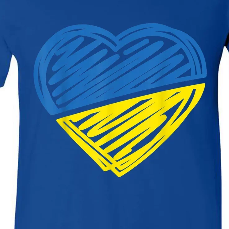 Ukraine Flag Ukrainian Heart I Stand With Ukraine Heart Gift V-Neck T-Shirt