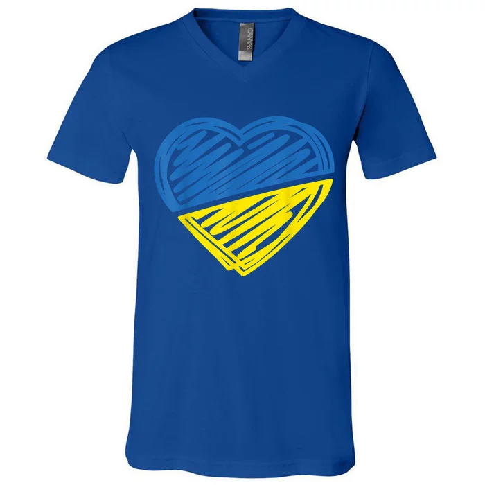 Ukraine Flag Ukrainian Heart I Stand With Ukraine Heart Gift V-Neck T-Shirt