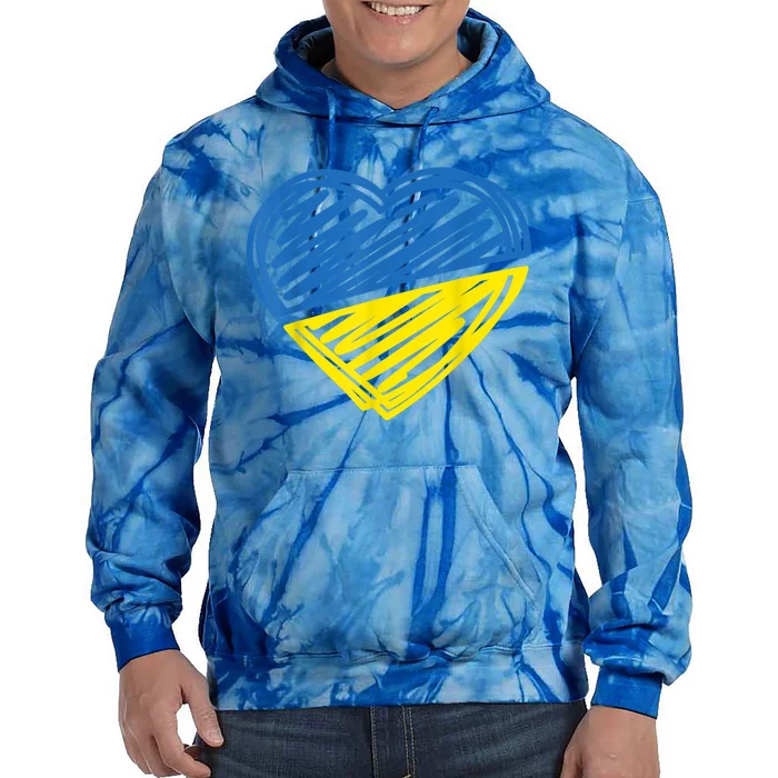 Ukraine Flag Ukrainian Heart I Stand With Ukraine Heart Gift Tie Dye Hoodie