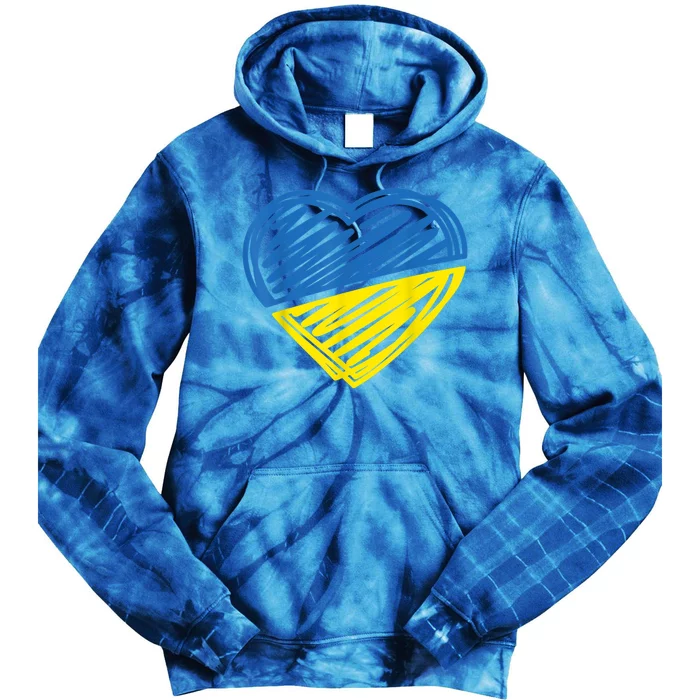 Ukraine Flag Ukrainian Heart I Stand With Ukraine Heart Gift Tie Dye Hoodie