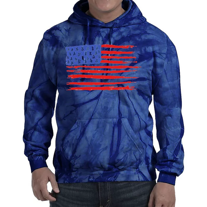 Usa Flag United States Of America 4th Of July Simple Vintage Premium Tie Dye Hoodie