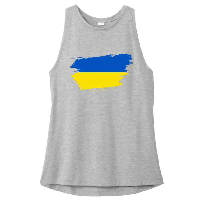 Ukraine Flag Ukrainian Ukraine Pride Heart Ladies Tri-Blend Wicking Tank