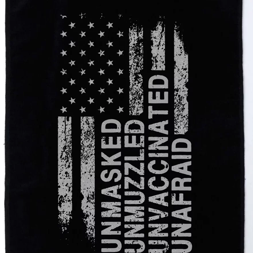 US Flag Unmasked Unmuzzled Unvaccinated Unafraid Platinum Collection Golf Towel