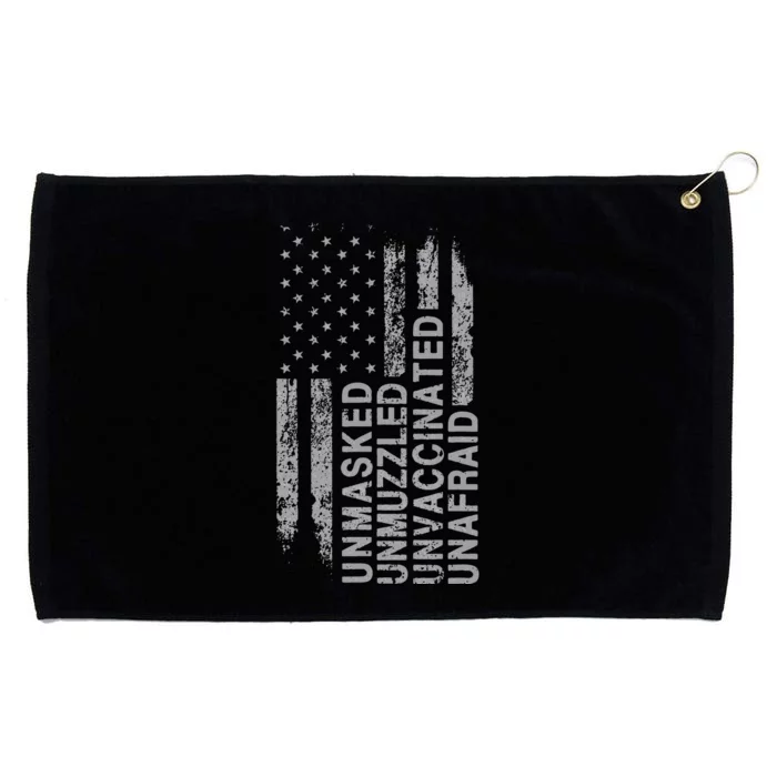 US Flag Unmasked Unmuzzled Unvaccinated Unafraid Grommeted Golf Towel