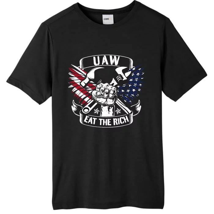 Us Flag Vintage Uaw Eat The Rich Uaw Strong Uaw Proud Union ChromaSoft Performance T-Shirt