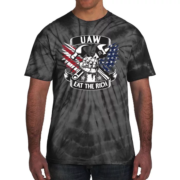 Us Flag Vintage Uaw Eat The Rich Uaw Strong Uaw Proud Union Tie-Dye T-Shirt