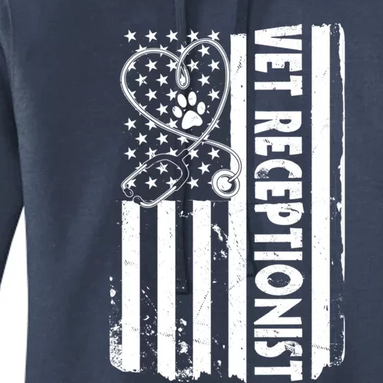 Usa Flag Vet Receptionist American Animal Health Funny Gift Women's Pullover Hoodie