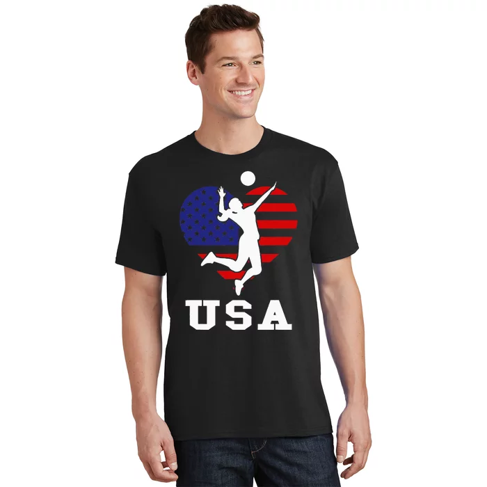 Usa Flag Volleyball Support Usa Team Volleyball T-Shirt