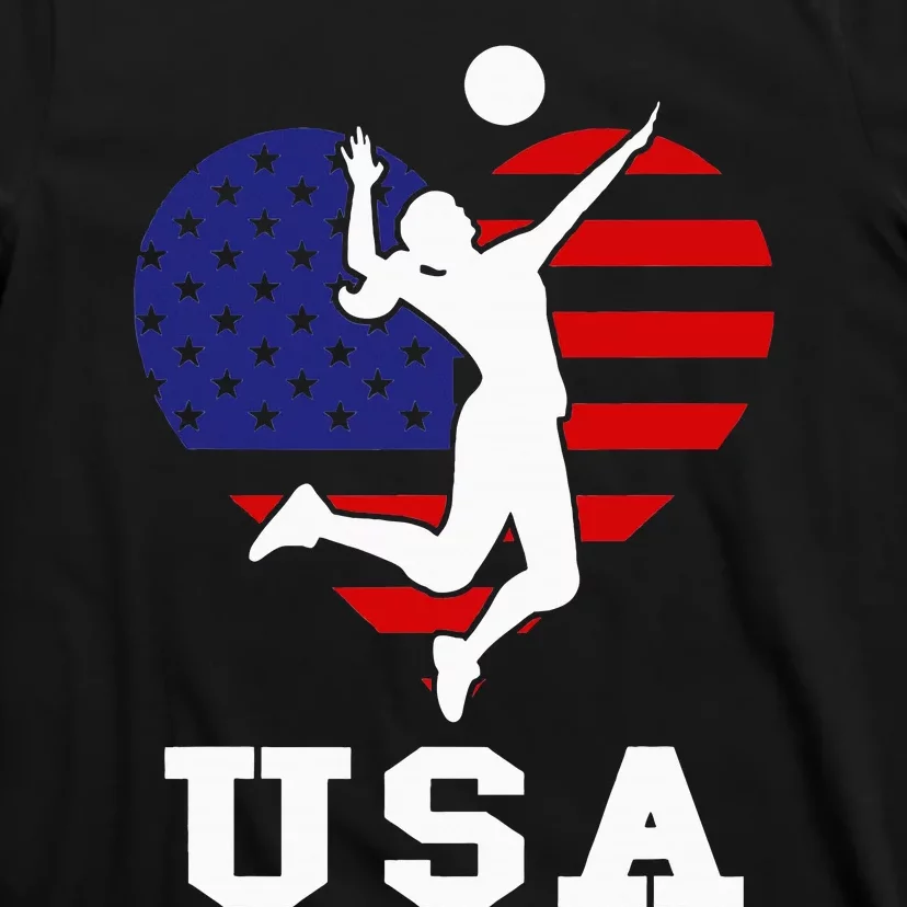 Usa Flag Volleyball Support Usa Team Volleyball T-Shirt