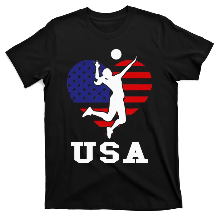 Usa Flag Volleyball Support Usa Team Volleyball T-Shirt