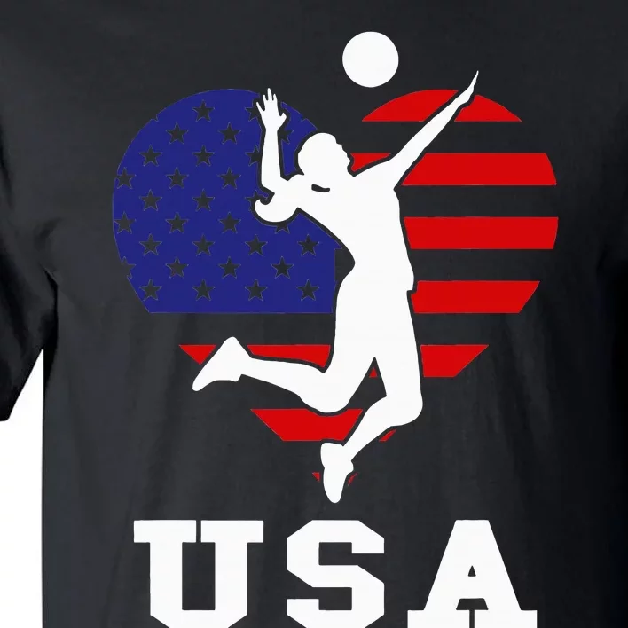 Usa Flag Volleyball Support Usa Team Volleyball Tall T-Shirt