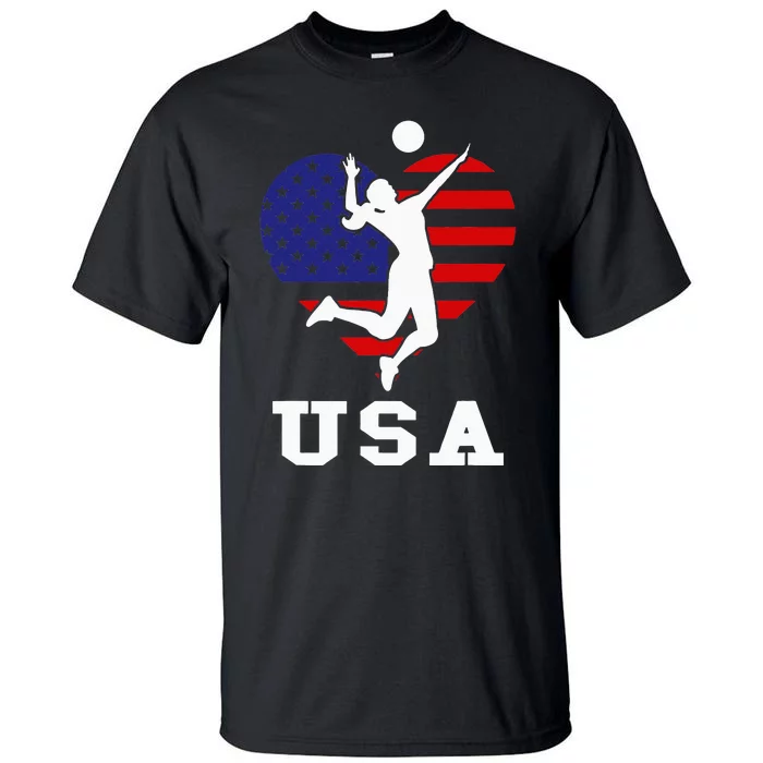 Usa Flag Volleyball Support Usa Team Volleyball Tall T-Shirt