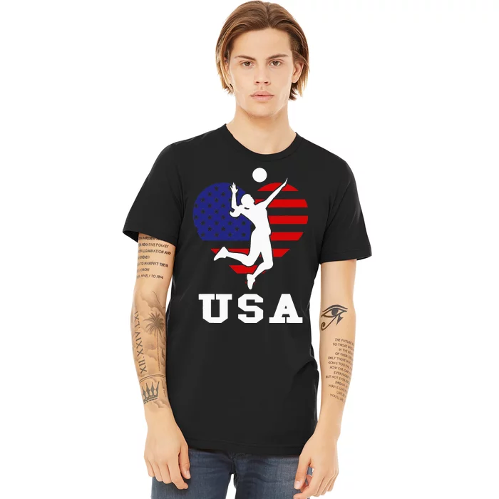 Usa Flag Volleyball Support Usa Team Volleyball Premium T-Shirt