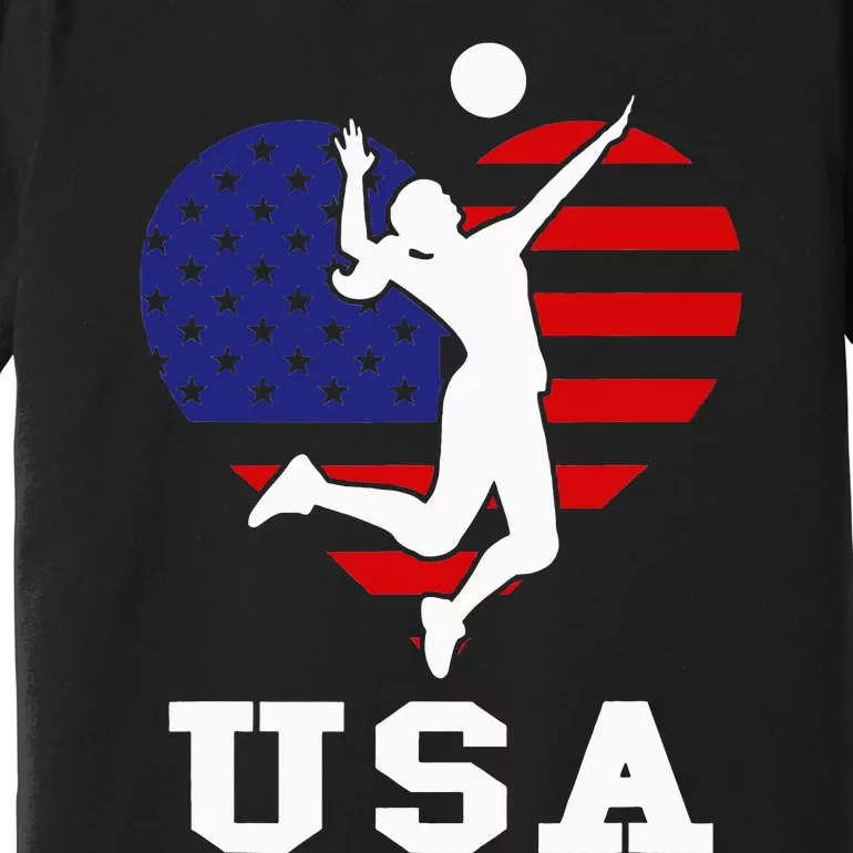 Usa Flag Volleyball Support Usa Team Volleyball Premium T-Shirt