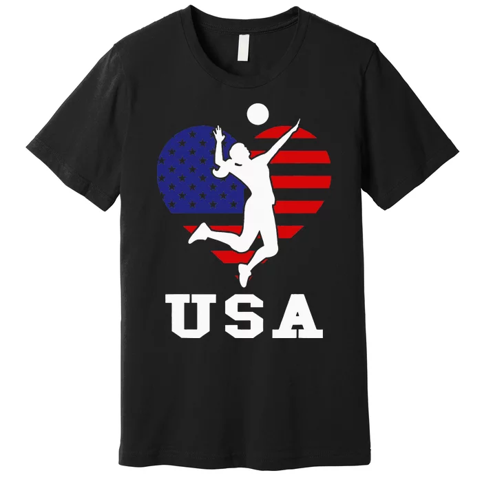 Usa Flag Volleyball Support Usa Team Volleyball Premium T-Shirt