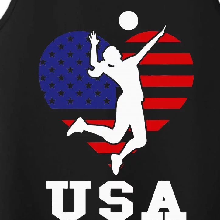 Usa Flag Volleyball Support Usa Team Volleyball Performance Tank