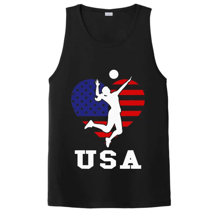 Usa Flag Volleyball Support Usa Team Volleyball Performance Tank