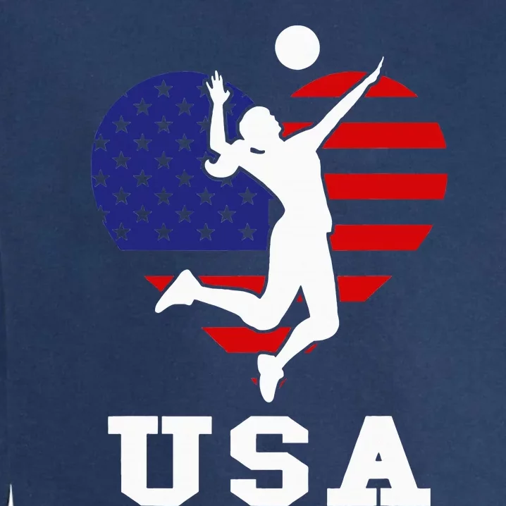 Usa Flag Volleyball Support Usa Team Volleyball Garment-Dyed Sweatshirt