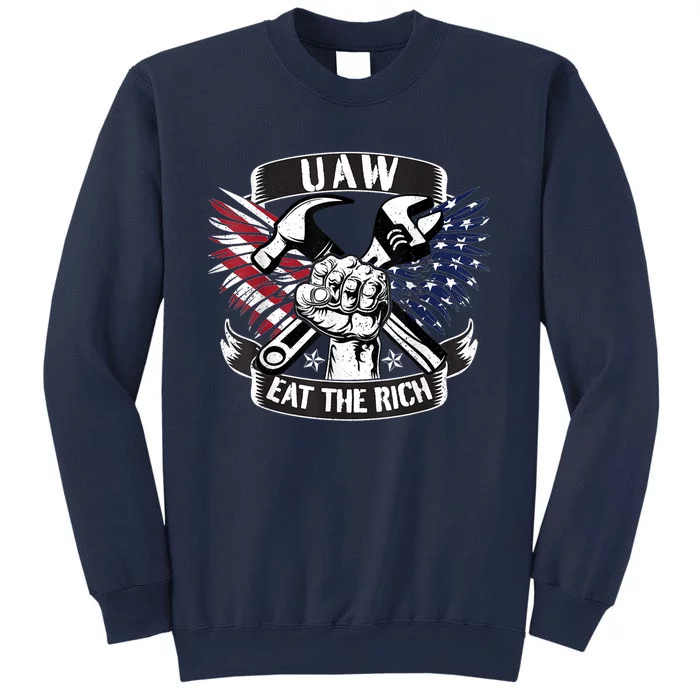 Us Flag Vintage Uaw Eat The Rich Uaw Strong Uaw Proud Union Sweatshirt