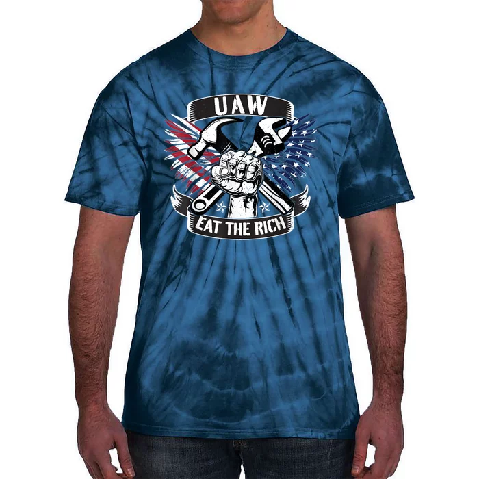 Us Flag Vintage Uaw Eat The Rich Uaw Strong Uaw Proud Union Tie-Dye T-Shirt