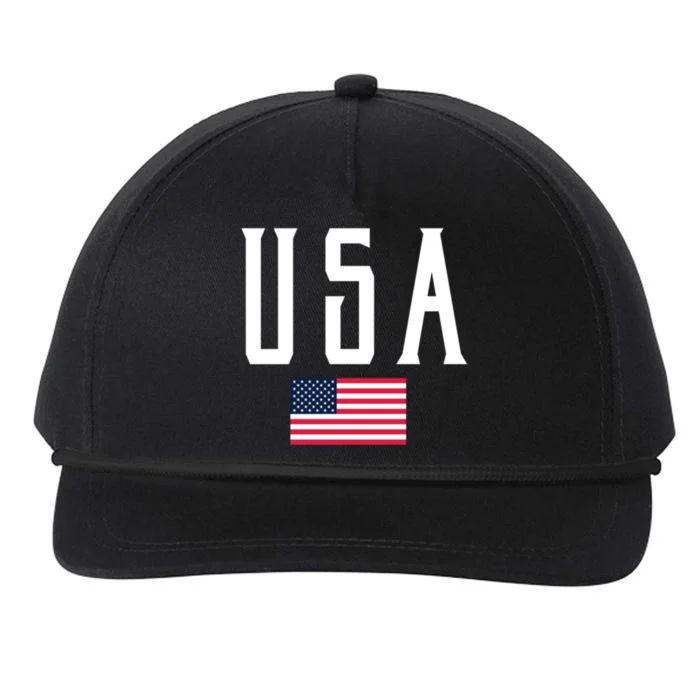 Usa Flag Vintage White Text Gift Snapback Five-Panel Rope Hat