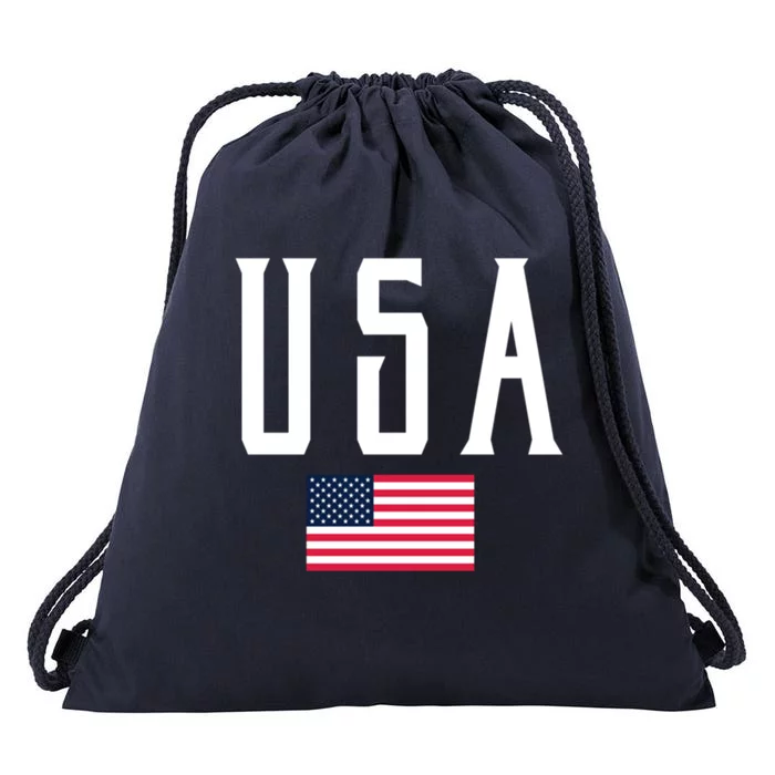 Usa Flag Vintage White Text Gift Drawstring Bag