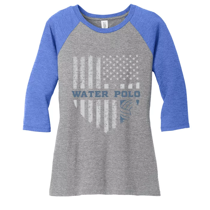 Usa Flag Vintage Water Polo Lovers Gift Design Present Gift Women's Tri-Blend 3/4-Sleeve Raglan Shirt