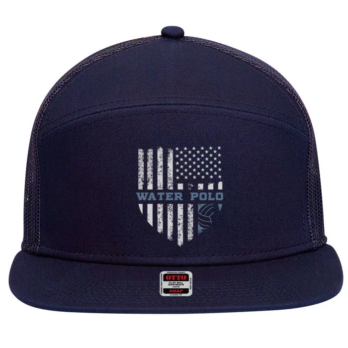 Usa Flag Vintage Water Polo Lovers Gift Design Present Gift 7 Panel Mesh Trucker Snapback Hat