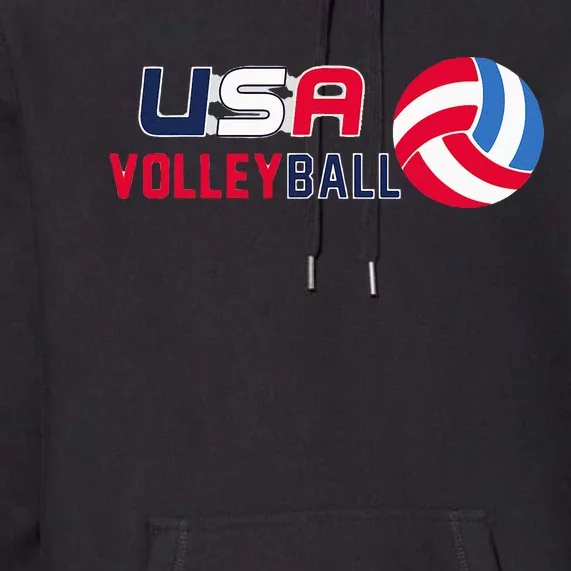 USA Flag Volleyball Premium Hoodie