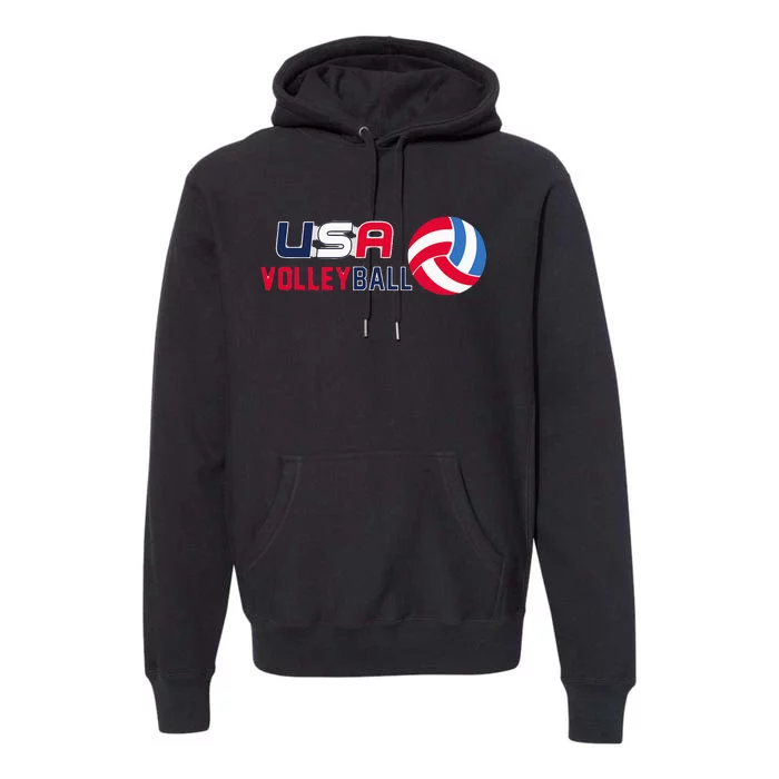 USA Flag Volleyball Premium Hoodie