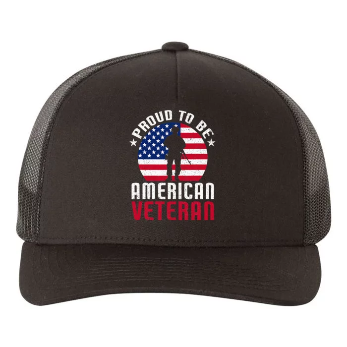 USA Flag Veteran Pride Yupoong Adult 5-Panel Trucker Hat