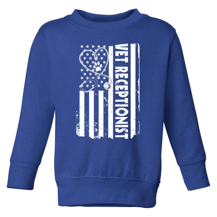 Usa Flag Vet Receptionist American Animal Health Gift Toddler Sweatshirt