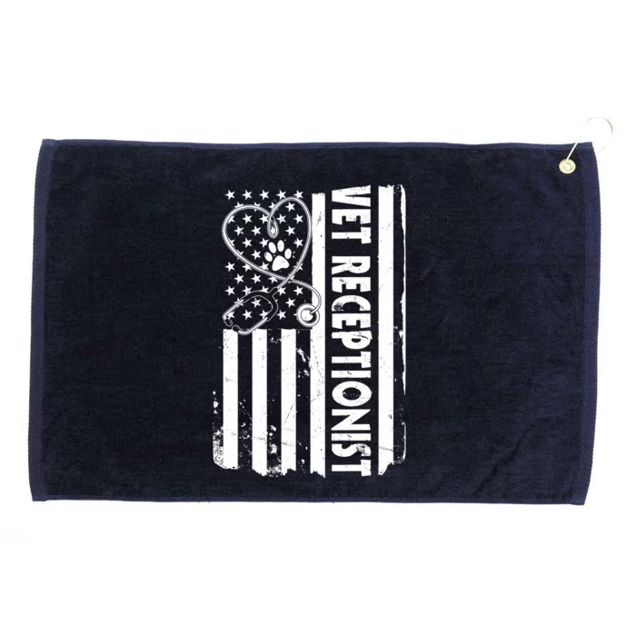 Usa Flag Vet Receptionist American Animal Health Gift Grommeted Golf Towel