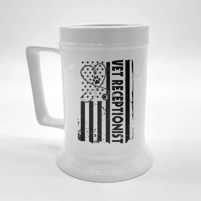 Usa Flag Vet Receptionist American Animal Health Gift Front & Back Beer Stein