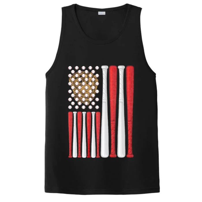 Us Flag Vintage Baseball Flag American Baseball Flag Performance Tank