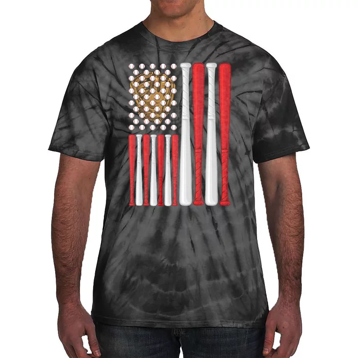 Us Flag Vintage Baseball Flag American Baseball Flag Tie-Dye T-Shirt