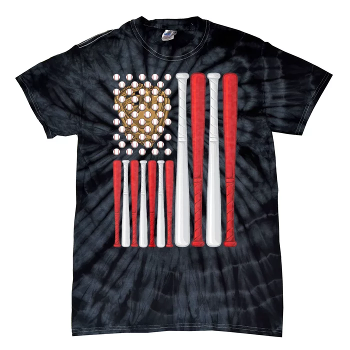 Us Flag Vintage Baseball Flag American Baseball Flag Tie-Dye T-Shirt