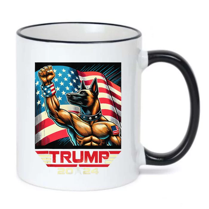 Us Flag Vote For Trump 2024 Fist Belgian Malinois Dog Black Color Changing Mug