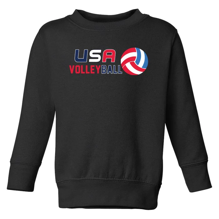 USA Flag Volleyball And Volleyball Toddler Sweatshirt