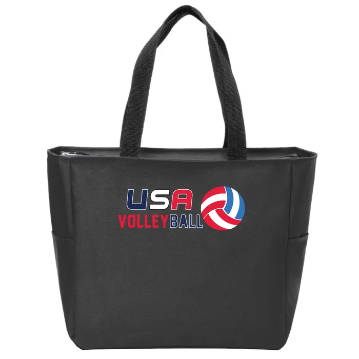 USA Flag Volleyball And Volleyball Zip Tote Bag