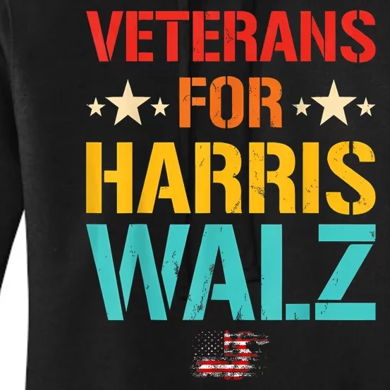 Usa Flag Veteran For Harris Walz Waltz Gift Women's Pullover Hoodie