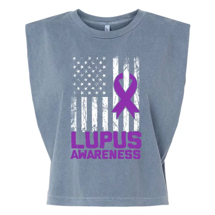 Usa Flag Vintage Lupus Awareness Cute Gift Garment-Dyed Women's Muscle Tee