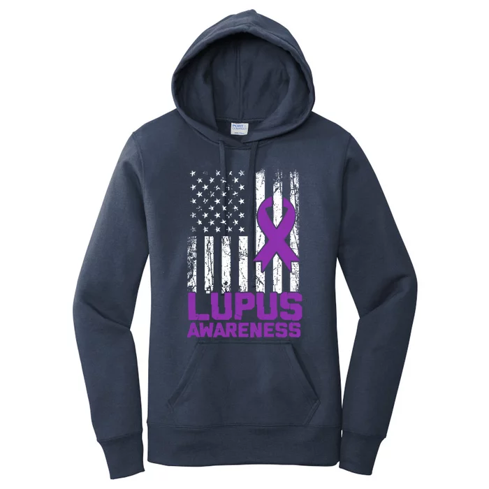 Usa Flag Vintage Lupus Awareness Cute Gift Women's Pullover Hoodie